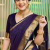 Adoring Navy Blue Soft Silk Saree With Delightful Blouse Piece