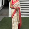 Elision Beige Soft Silk Saree With Elaborate Blouse Piece