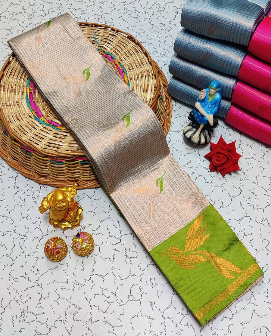 Evocative Beige Soft Banarasi Silk Saree With Stunner Blouse Piece