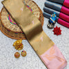 Glorious Beige Soft Banarasi Silk Saree With Pleasant Blouse Piece