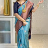 Verdant Firozi Soft Silk Saree With Supernal Blouse Piece