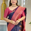 Evocative Navy Blue Soft Silk Saree With Scintilla Blouse Piece