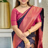 Evocative Navy Blue Soft Silk Saree With Scintilla Blouse Piece