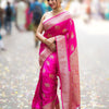 Nemesis Dark Pink Soft Silk Saree With Fugacious Blouse Piece