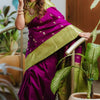 Stylish Purple Soft Silk Saree With Elision Blouse Piece