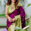 Stylish Purple Soft Silk Saree With Elision Blouse Piece