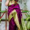 Stylish Purple Soft Silk Saree With Elision Blouse Piece