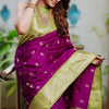 Stylish Purple Soft Silk Saree With Elision Blouse Piece