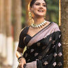 Nebula Black Soft Silk Saree With Epiphany Blouse Piece