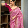 Conflate Baby Pink Soft Silk Saree With Prodigal Blouse Piece