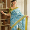Devastating Sky Soft Silk Saree With Glamorous Blouse Piece
