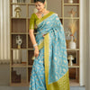 Devastating Sky Soft Silk Saree With Glamorous Blouse Piece