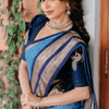 Sempiternal Blue Soft Silk Saree With Scrupulous Blouse Piece
