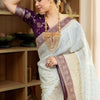 Girlish Beige Soft Silk Saree With Outstanding Blouse Piece
