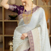 Girlish Beige Soft Silk Saree With Outstanding Blouse Piece