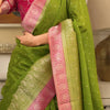 Twirling Green Soft Silk Saree With Vivacious Blouse Piece