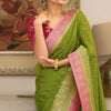 Twirling Green Soft Silk Saree With Vivacious Blouse Piece