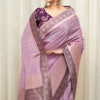 Pulsating Lavender Soft Silk Saree With Opulent Blouse Piece