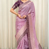 Pulsating Lavender Soft Silk Saree With Opulent Blouse Piece