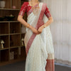 Admirable Off White Soft Silk Saree With Gossamer Blouse Piece