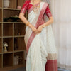 Admirable Off White Soft Silk Saree With Gossamer Blouse Piece