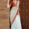Admirable Off White Soft Silk Saree With Gossamer Blouse Piece