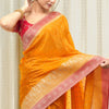 Lustrous Orange Soft Silk Saree With Elaborate Blouse Piece