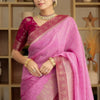 Pulsating Pink Soft Silk Saree With Opulent Blouse Piece