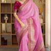 Pulsating Pink Soft Silk Saree With Opulent Blouse Piece