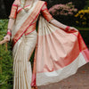 Desultory Beige Soft Silk Saree With Snappy Blouse Piece