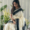 Adorable Off White Soft Silk Saree With Flameboyant Blouse Piece