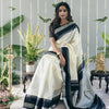 Adorable Off White Soft Silk Saree With Flameboyant Blouse Piece