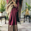 Beautiful Wine Soft Silk Saree With Precious Blouse Piece