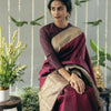 Beautiful Wine Soft Silk Saree With Precious Blouse Piece