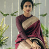 Beautiful Wine Soft Silk Saree With Precious Blouse Piece