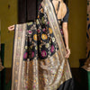 Vestigial Black Soft Silk Saree With Panoply Blouse Piece
