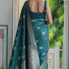 Chatoyant Rama Soft Silk Saree With Gossamer Blouse Piece