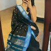 Desirable Black Soft Silk Saree With Desiring Blouse Piece