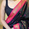 Twirling Black Soft Silk Saree With Chatoyant Blouse Piece