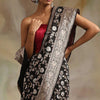Flaunt Black Soft Silk Saree With Radiant Blouse Piece