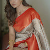 Petrichor Beige Soft Silk Saree With Fancifull Blouse Piece