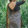 Exceptional Grey Soft Silk Saree With Adoring Blouse Piece