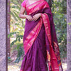 Sensational Purple Cotton Silk Saree With Innovative Blouse Piece