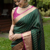 Capricious Dark Green Soft Silk Saree With Lovely Blouse Piece