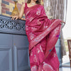 Adoring Dark Pink Soft Silk Saree With Conflate Blouse Piece