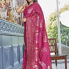 Adoring Dark Pink Soft Silk Saree With Conflate Blouse Piece