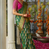 Excellent Dark Green Soft Silk Saree With Desultory Blouse Piece