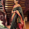Inspiring Black Soft Silk Saree With Divine Blouse Piece