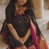 Evocative Black Soft Silk Saree With Brood Blouse Piece