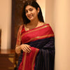 Angelic Navy Blue Soft Silk Saree With Diaphanous Blouse Piece
